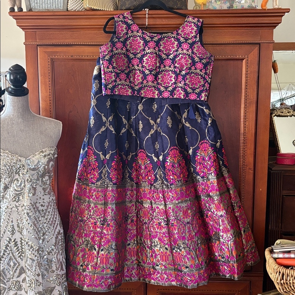 Indian style lehenga choli Vibrant Floral Sleeveless Dress
